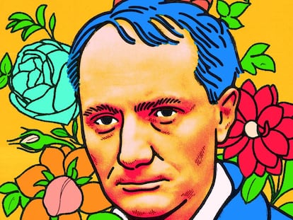 El poeta Charles Baudelaire, en una il·lustració d'Alberto Miranda.