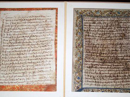 Dos cartas manuscritas de Santa Teresa de Jesús que has sido recuperas por la Guardia Civil, junto a otras 17 obras de arte.