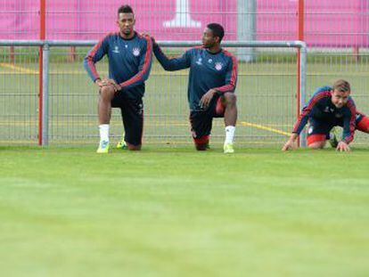 Contento, Jerome Boateng, Alaba, G&ouml;tze y Javi Mart&iacute;nez, en un entrenamiento del Bayern M&uacute;nich.