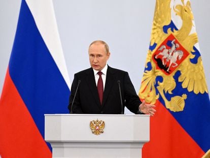 El presidente de Rusia, Vladímir Putin, este viernes en el Gran Palacio del Kremlin.
