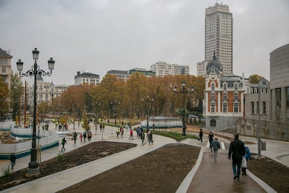 La Plaza de España, este lunes.