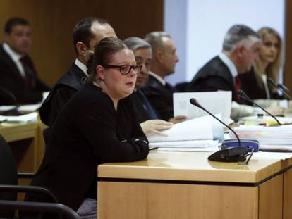 Beatriz L.D., en el primer día del juicio en la Audiencia Provincial de Madrid.