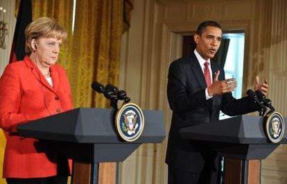 Angela Merkel y Barack Obama en 2009 en la Casa Blanca.