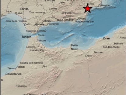 Localización del terremoto. Imagen del Instituto Geográfico Nacional.