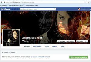 Captura del falso perfil de Facebook de Lisbeth Salander.