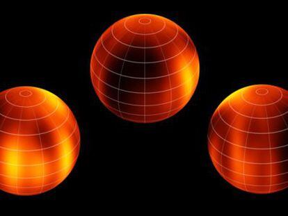 Diferentes perspectivas de la superficie de la enana marr&oacute;n Luhman 16B recreadas a partir de las observaciones realizadas con los telescopios VLT.