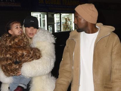 North West, Kim Kardashian y Kanye West, la semana pasada en Nueva York.
