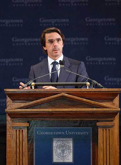 José María Aznar, en su presentación en Georgetown (EE UU) en 2004.