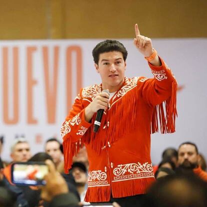 Samuel García en un encuentro con simpatizantes en Matamoros, Tamaulipas, el 23 de noviembre de 2023.