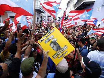 Manifestación contra Ricardo Rosselló en Puerto Rico.