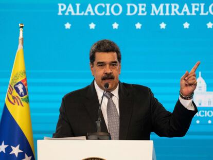 El presidente venezolano Nicolás Maduro durante una conferencia de prensa en el palacio presidencial de Miraflores, este miércoles.