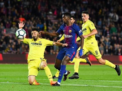 Dembélé hace el quinto gol para el Barcelona. 