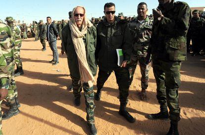 Brahim Gali, à chegada ao congresso da Frente Polisário no campo de Dakhla, a 13 de janeiro. 