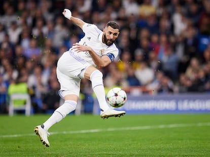 Karim Benzema, el pasado miércoles contra el Celtic en el Bernabéu.