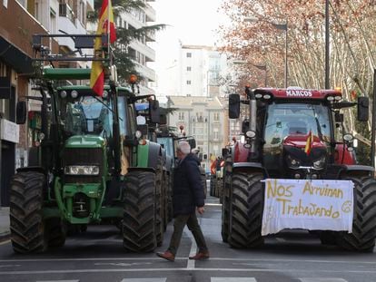 Protesta de tractores en la zona centro de Zamora el pasado 2 de febrero.