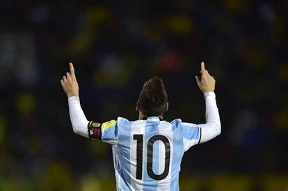 Lionel Messi celebra uno de sus goles ante Ecuador.