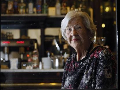 Leonor Machado, en un restaurante de Madrid en 2014, durante un homenaje por sus 90 años.