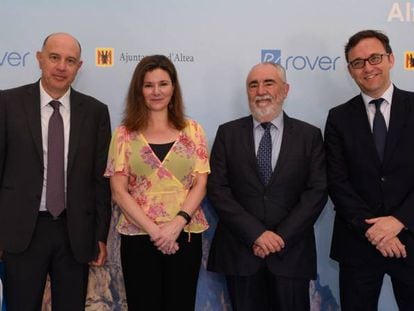 Alfredo Rodriguez, presidente de Rover; María José Rallo, Secretaria general de Transportes; Francesc Sánchez, director general de la APV, y Diego Yagüe, CEO de Rover Maritime.