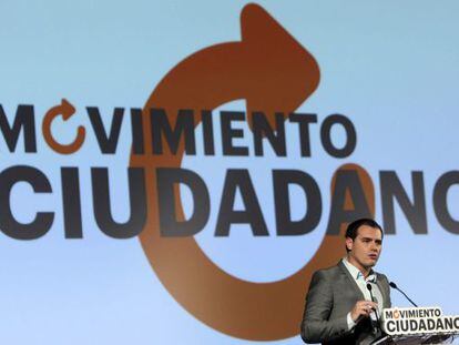 El líder de Ciutadans, Albert Rivera, durante el acto de presentación de Movimiento Ciudadano en Barcelona.