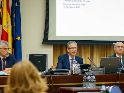 El gobernador del Banco de España, Pablo Hernández de Cos, comparece ante la Comisión de Asuntos Económicos y Transformación Digital en el Congreso
 
 CONGRESO
 18/05/2020 