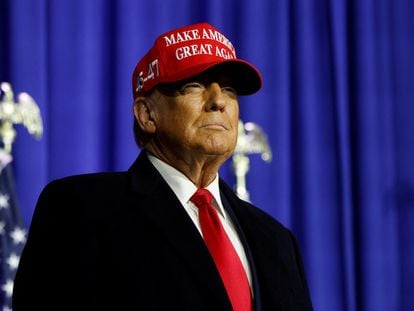 El expresidente de Estados Unidos Donald Trump durante un acto de campaña en Waterford Township, Michigan (EE UU), el pasado 17 de febrero.