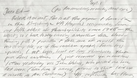 Jack Kerouac escribe a Ed White mientras redacta 'En el camino'.