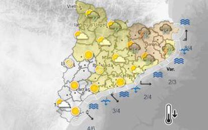 Previsión del Meteocat para el miércoles.