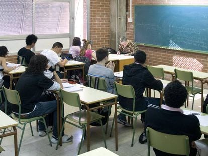 Una aula de educación secundaria en un instituto de Barcelona.