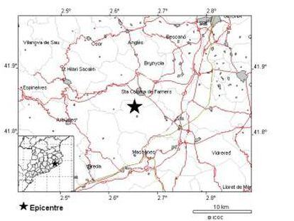 El seísmo de magnitud 3 ha tenido el epicentro en Riudarenes (Girona).