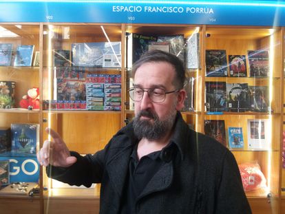 Javier Calvo, en Gigamesh, durante la presentación de las cartas de Lovecraft.