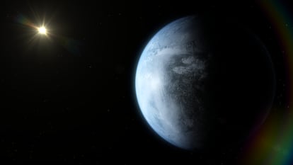 Recreación de un planeta de tamaño similar a la Tierra en la zona habitable de una enana roja cercana.