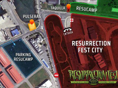 Mapa del recinto del Resurrection Fest.