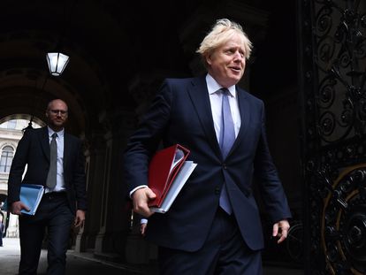 Boris Johnson, a su llegada este martes a Downing Street