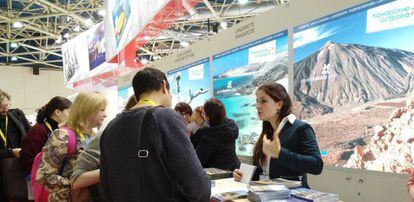 Expositor de Turismo de Tenerife en la feria MITT de Moscú.