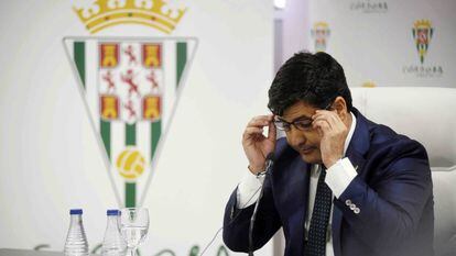 El presidente del Córdoba, en El Nuevo Arcángel en mayo.