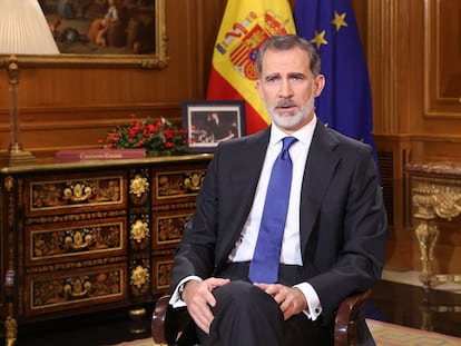 Felipe VI, durante el discurso de Navidad.