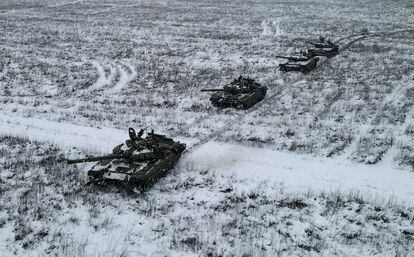 Maniobras militares de las fuerzas militares rusas en la región de Rostov.