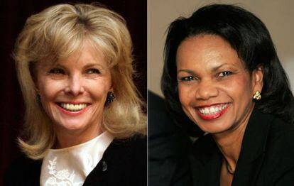 Darla Moore y Condoleezza Rice, las dos primeras mujeres en unirse al Augusta National.
