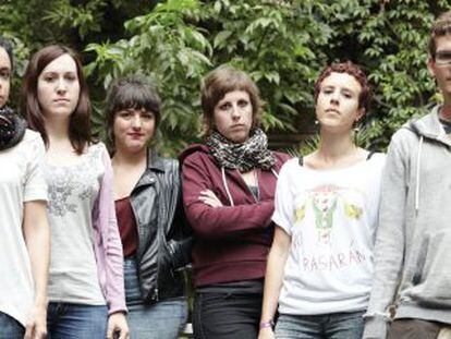 Miembros de la red feminista Federica Montseny posan en Berlín la semana pasada.