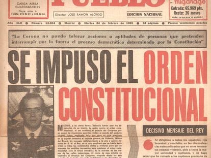 Portada del diario 'Pueblo' del 24 de febrero de 1981.