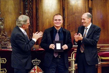 El director artístico Joan Matabosch junto a Xavier Trias y Joan Oliveras Bagués.