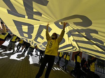 Manifestación de Amnistía Internacional celebrada en Madrid en febrero de 2022 para pedir la derogación de la 'ley mordaza'.