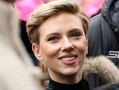 Scarlett Johansson, en la marcha de las mujeres en Washington el pasado fin de semana.