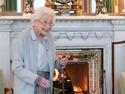 Britain's Queen Elizabeth II waits in the Drawing Room before receiving Liz Truss for an audience at Balmoral, where Truss was be invited to become Prime Minister and form a new government, in Aberdeenshire, Scotland, Tuesday, Sept. 6, 2022. (Jane Barlow/Pool Photo via AP)