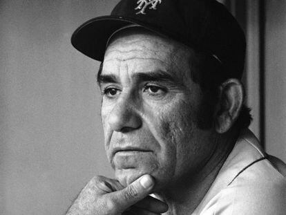 Yogi Berra en un partido de 1973, cuando era entrenador de New York Mets.