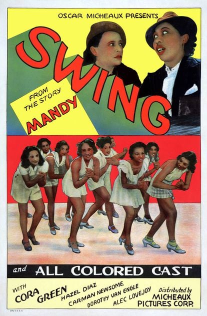 'Swing', con todo el 'casting' de color, "all colored cast". |