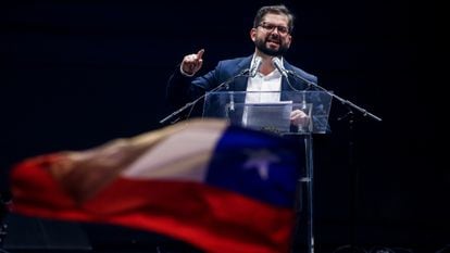 Chile's president-elect Gabriel Boric during a speech in December 2021 in Santiago.