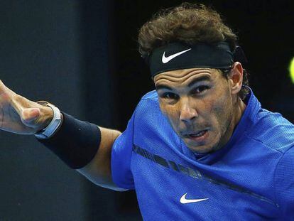 Nadal, durante el partido de octavos contra Khachanov.