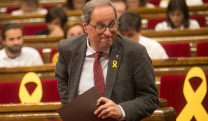 El president de la Generalitat, Quim Torra, dimecres al Parlament.