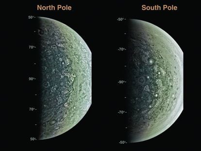 Imágenes de los polos de Júpiter tomadas por la sonda 'Juno'